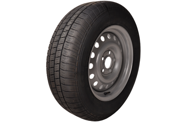 Kargotrail Roue complète 195/70 R15 Pneu + Jante (cercle de trous 5x112) 900kg Diamètre du moyeu 67 mm