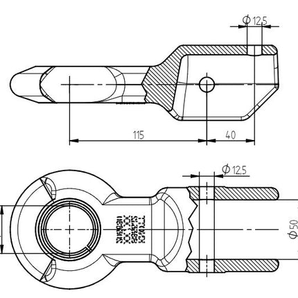 Knott Knott KF27 Œillet DIN - anneau d'attelage - rond 50 mm - 3500 kg - pour Remorque freinée