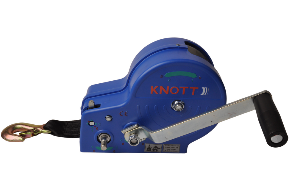 Knott Treuil manuel sans frein - 1150/575 kg - sangle de treuil et crochet de levage inclus - 2 vitesses
