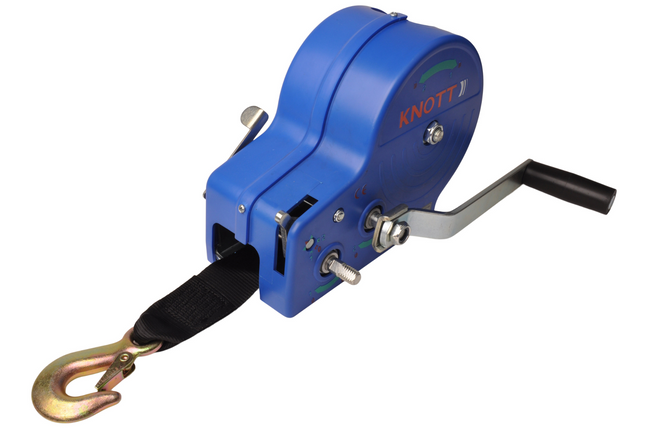 Knott Treuil manuel sans frein - 900/450 kg - sangle de treuil et crochet de levage inclus - 2 vitesses