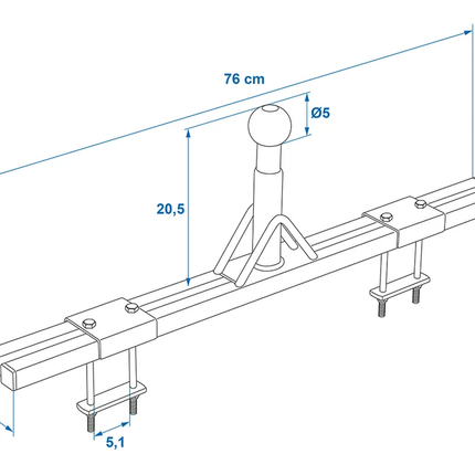 ProPlus Adaptateur de barre d'attelage ProPlus pour porte-vélos - montage facile sans percer - matériel de montage inclus