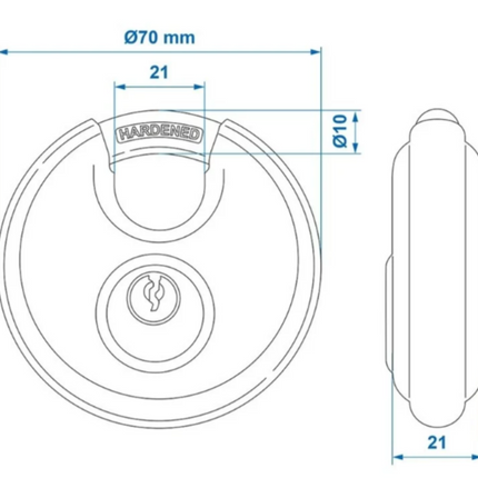 ProPlus Blocage de disque (70 mm) avec combinaison de chiffres.