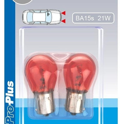 ProPlus Jeu de 2 ampoules orange , culot à baïonnette 12V 21/W ( clignotant orange) - branchement 5 heures