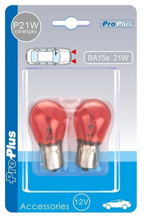 ProPlus Jeu de 2 ampoules orange , culot à baïonnette 12V 21/W ( clignotant orange) - branchement 5 heures