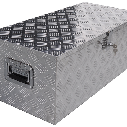 Remorqueshop Coffre de timon en tôle aluminium antidérapante 840x400x310 mm – avec fermeture papillon