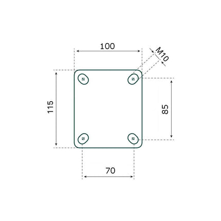 Remorqueshop Roulette fixe avec pneu gonflable 3.00-4 – 100 kg – hauteur totale : 300 mm