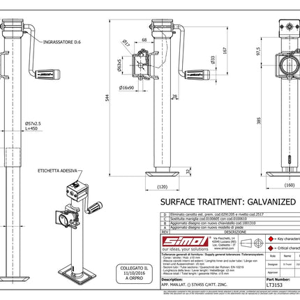 Simol Béquilles basculantes et extensibles - tube de 57 mm - 1300kg