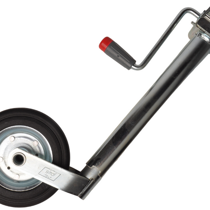 Simol Roue jockey Premium 48 mm avec manivelle latérale et pneus en caoutchouc sur jante en acier