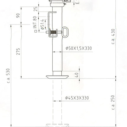 Simol Simol Béquille basculante et télescopique avec 6 boulons latéraux