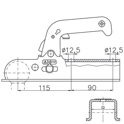 Winterhoff Winterhoff EM150-V-F - Douille 60 mm - 1500 kg - Têtes d'attelage non freinées