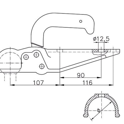Winterhoff Winterhoff WW20-F1 - rond 60 mm - 2000 kg - Têtes d'attelage non freinées