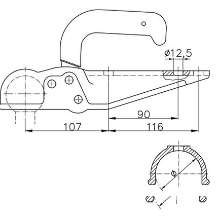 Winterhoff Winterhoff WW20-F2 - rond 70 mm - 2000 kg - Têtes d'attelage non freinées