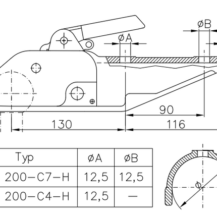 Winterhoff Winterhoff WW200-C7 - rond 70 mm - 3000 kg - Têtes d'attelage non freinées