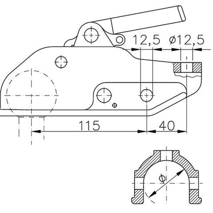 Winterhoff Winterhoff WW200 - rond 50 mm - 3000 kg - Têtes d'attelage non freinées