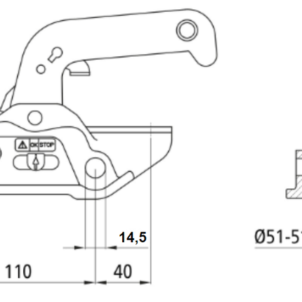 Winterhoff Winterhoff WW30-D3 - rond 50 mm - 3000 kg - Boîtier d'attelage freinée - M14/M12