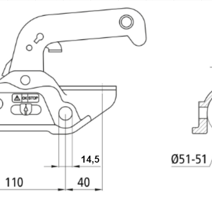 Winterhoff Winterhoff WW30-D3 - rond 50 mm - 3000 kg - Boîtier d'attelage freinée - M14