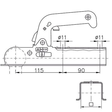 Winterhoff Winterhoff WW8-D30 - Douille 30 mm - 800 kg - Têtes d'attelage non freinées