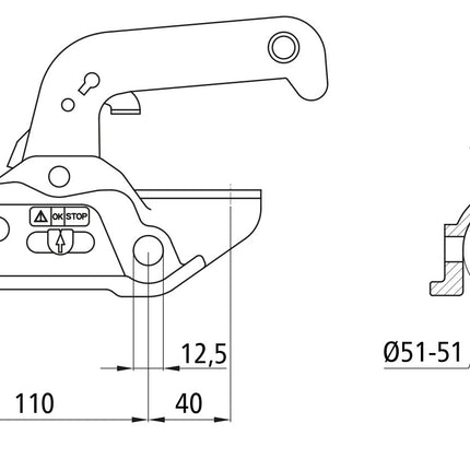 Winterhoff Winterhoff/Albe WW30-D3 - rond 50 mm - 3000 kg - Boîtier d'attelage freinée - M12