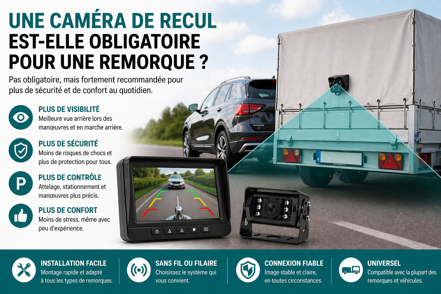Une caméra de recul est-elle obligatoire pour une remorque ?