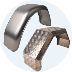 Garde-boue Métallique Simple Pour Roues De 8 Pouces - Lot Avec 2 Supports - Acier Galvanisé