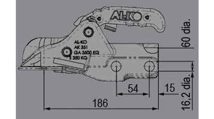AL-KO AL-KO AK351 - rond 60 mm - 3500 kg - Boîtier d'attelage freinée