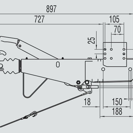AL-KO AL-KO Frein à inertie pour remorque - 161S - capacité max : 1600 kg - carré 100 mm - y compris la console pour roue jockey