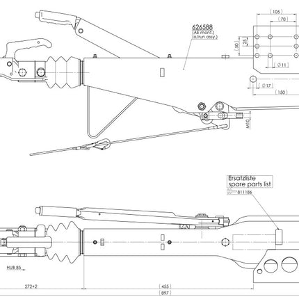 AL-KO AL-KO Frein à inertie pour remorque - 251S - capacité max : 2600 kg - carré 100 mm - y compris la console pour roue jockey