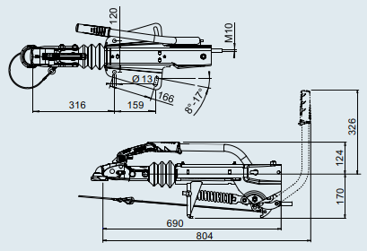 AL-KO AL-KO Frein à inertie pour remorque - 251S - capacité max : 2700 kg - connexion au timon en V - montage inférieur & supérieur