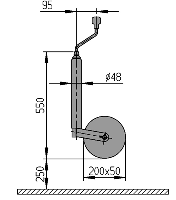 AL-KO AL-KO roue jockey PLUS - diamètre de tube 48 mm - version allongée - jante en acier - capacité de charge 300 kg
