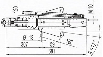AL-KO Frein à inertie pour remorque 161S (1600kg) Timon en V - 247661 - y compris le support de la roue jockey
