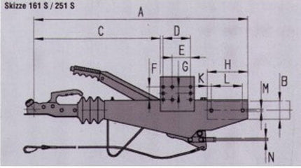 AL-KO Frein à inertie pour remorque 251S100 (2600kg) Carré 100mm - y compris le support de la roue jockey