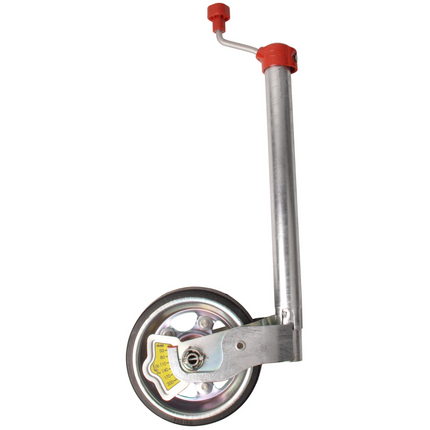 AL-KO Roue jockey AL-KO 48 mm avec jante en acier et roue en caoutchouc solide - y compris manivelle avec palier de pression et manomètre à bille