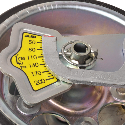 AL-KO Roue jockey AL-KO 48 mm avec jante en acier et roue en caoutchouc solide - y compris manivelle avec palier de pression et manomètre à bille
