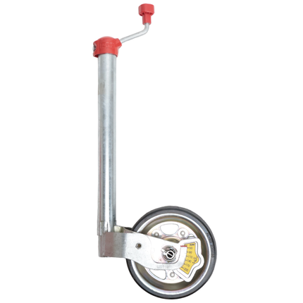 AL-KO Roue jockey AL-KO - 48 mm - capacité de charge : 300 kg - jante en acier et roue en caoutchouc solide - y compris manivelle avec palier de pression et manomètre à bille
