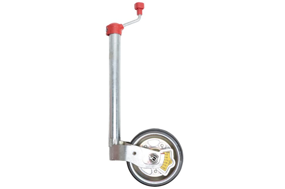 AL-KO Roue jockey AL-KO - 48 mm - capacité de charge : 300 kg - jante en acier et roue en caoutchouc solide - y compris manivelle avec palier de pression et manomètre à bille