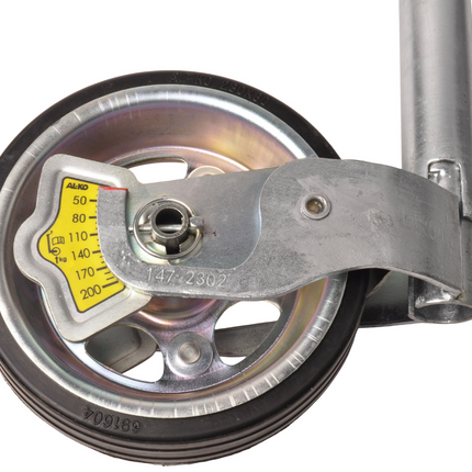 AL-KO Roue jockey AL-KO - 48 mm -jante en acier et roue en caoutchouc solide - y compris manivelle avec palier de pression et manomètre à bille