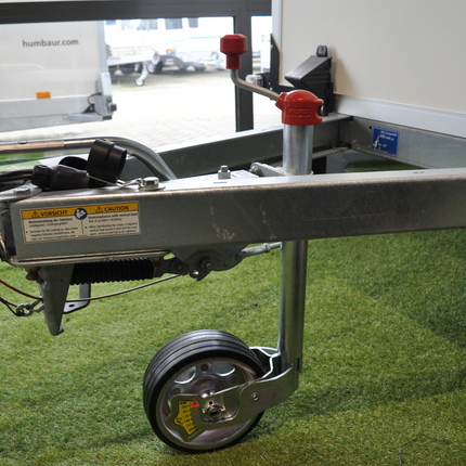 AL-KO Roue jockey AL-KO - 48 mm -jante en acier et roue en caoutchouc solide - y compris manivelle avec palier de pression et manomètre à bille