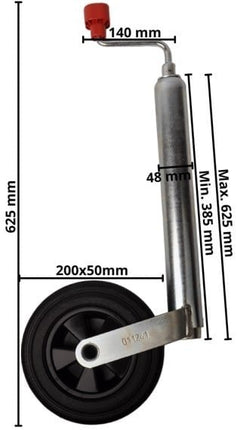 AL-KO Roue jockey AL-KO Compact - 48 mm - jante en plastique avec roue en caoutchouc massif