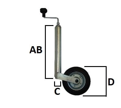 AL-KO Roue jockey AL-KO Plus - ronde diamètre 48 mm - extra longue - jante en acier avec pneu gonfable (260 x 85)