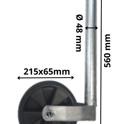 AL-KO Roue jockey Caravan AL-KO Plus - ronde diamètre 48 mm - extra longue - jante en plastique avec les sculptures de caoutchouc