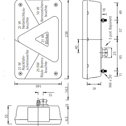 Aspock Aspöck Multipoint 5 kit d'éclairage - 13 broches - incluant l'éclairage de balisage - choisissez le câble principal souhaité