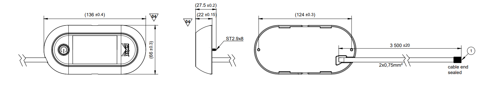 Aspock Eclairage intérieur LED 12/24V - lumière bleue ou blanche - avec câble DC 350 mm