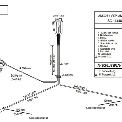 Aspock Faisceau de câble Aspöck - 6 mètres - 13 broches - 2x connecteur 5 broches - incluant des dérivations de 4 mètres 2P & câble de charge