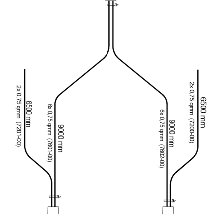 Aspock Faisceau de câble Aspöck - 9 mètres - 13 broches - étanche - 2x connecteur ASS2 7 broches - dérivations de 650 cm