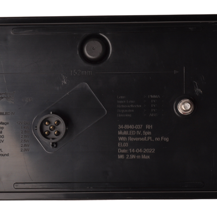 Aspock Feu arrière de remorque - Aspöck MultiLED 4 - droite - 241x141x71 mm - entièrement LED - connecteur 5 broches baïonnette