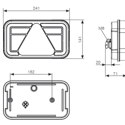 Aspock Feu arrière de remorque - Aspöck MultiLED 4 - gauche - 241x141x71 mm - entièrement LED - connecteur 8 broches baïonnette