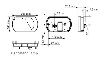 Aspock Feu arrière de remorque - Lucidity LED - droite - 236x140x52 mm - connecteur Aspöck - avec résistance intégrée
