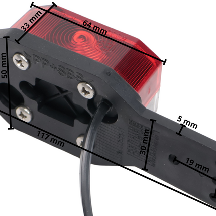 Aspock Feu de position Aspöck Flexipoint gauche - rouge/blanc sur support en caoutchouc avec câble de 50 cm
