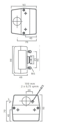 Aspock Minipoint - Feu arrière - 5 broches - gauche/droit avec éclairage de la plaque d'immatriculation