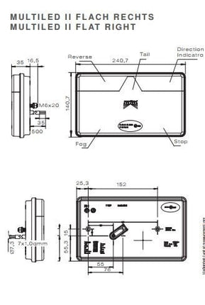Aspock MultiLED 2 droit 240,7x140,7x35 mm - entièrement LED - 35-0204-067